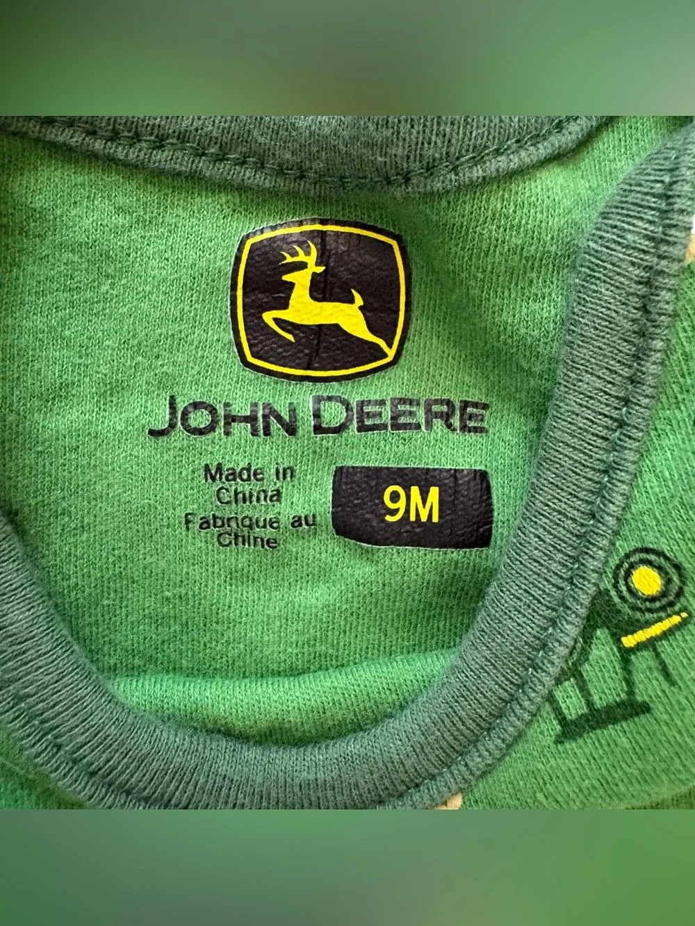 John Deere Baby Bib and Tee Green Tractor Print Farm Theme 9 Months